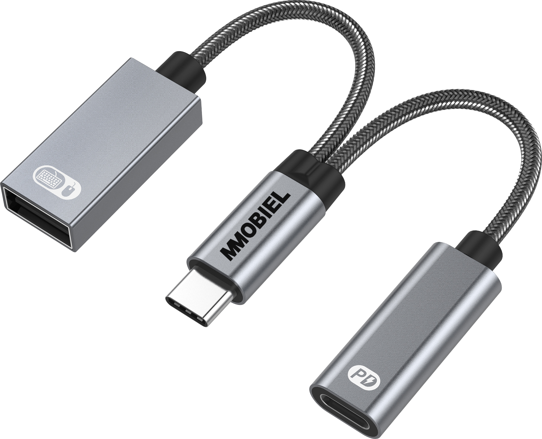 MMOBIEL USB-C zu USB Adapter OTG - 2 in 1 Splitter USB-C zu USB-A und USB-C PD 60W 13325-MMOBIEL