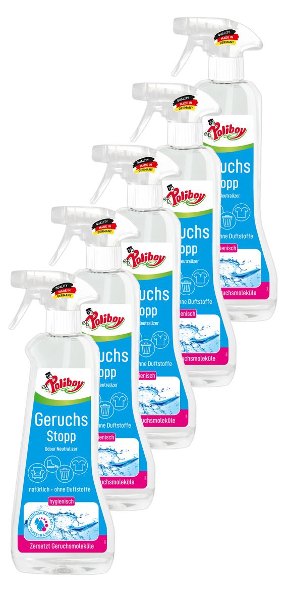 POLIBOY Brandt & Walther GmbH Poliboy Aktiv Geruchs Stopp - Geruchsentferner - Bannt schlechte Gerüche - vegan - 5 x 500ml 5650001