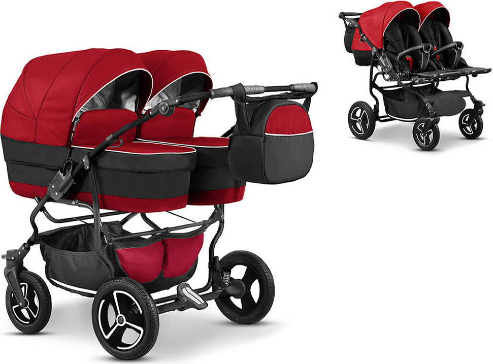 Zwillingskinderwagen 2 in 1 Twin Star inkl. Sportsitze - 10 Teile - in 16 Farben