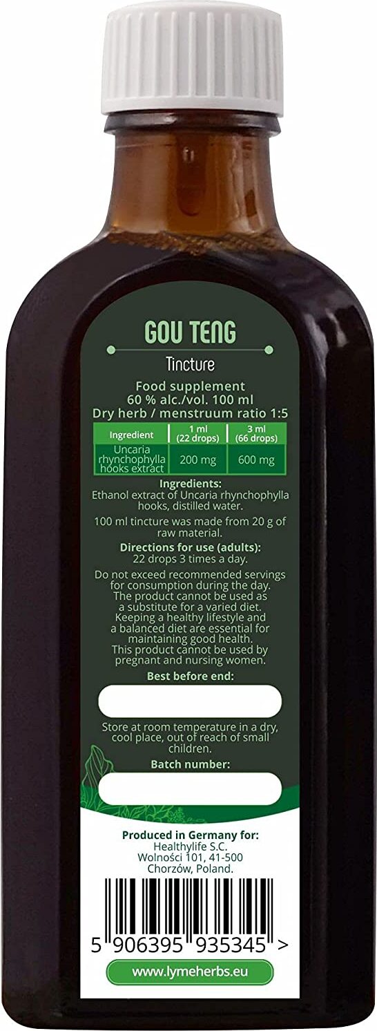 Lymeherbs Gou Teng (Uncaria rhynchophylla) Tinktur 1: 5 (100 ml) LMH022