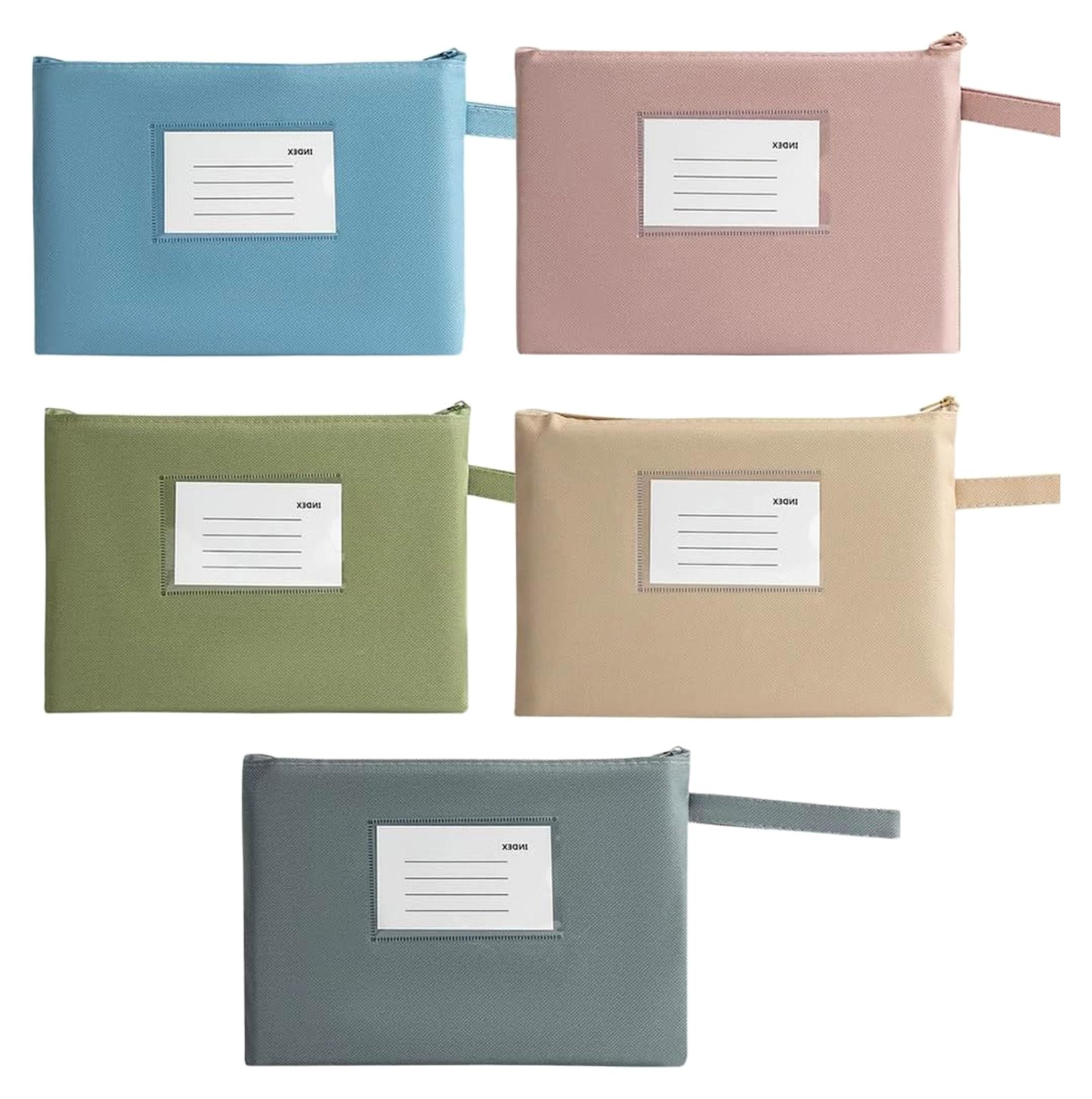 Markenlos 5 Stück Banktaschen mit Reißverschluss - Geldscheintaschen mit Hängeseil und Fenster für Dokumente - 21x15CM (5 Farben)