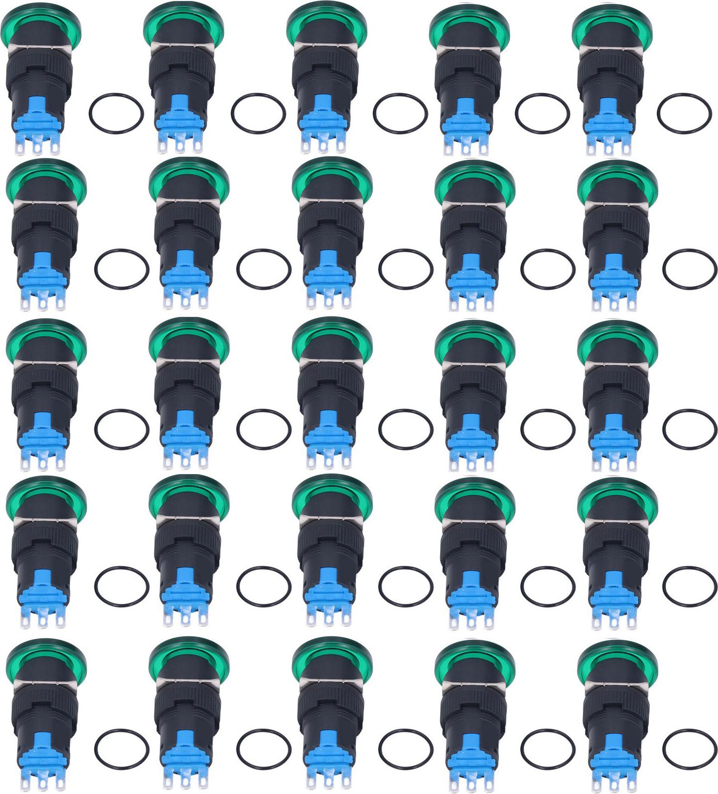 TWO TREES 25 St¹ck BERM Taster, Momentan, Selbstr¹ckstellung, 16 mm, 3-polig, Zubeh?rset f¹r Ger?te (BEM-LA16-11M-G)