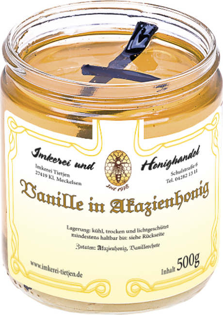 Imkerei Tietjen Vanille in Akazienhonig 500g | mit Bourbon Vanille aus Madagaskar 62A