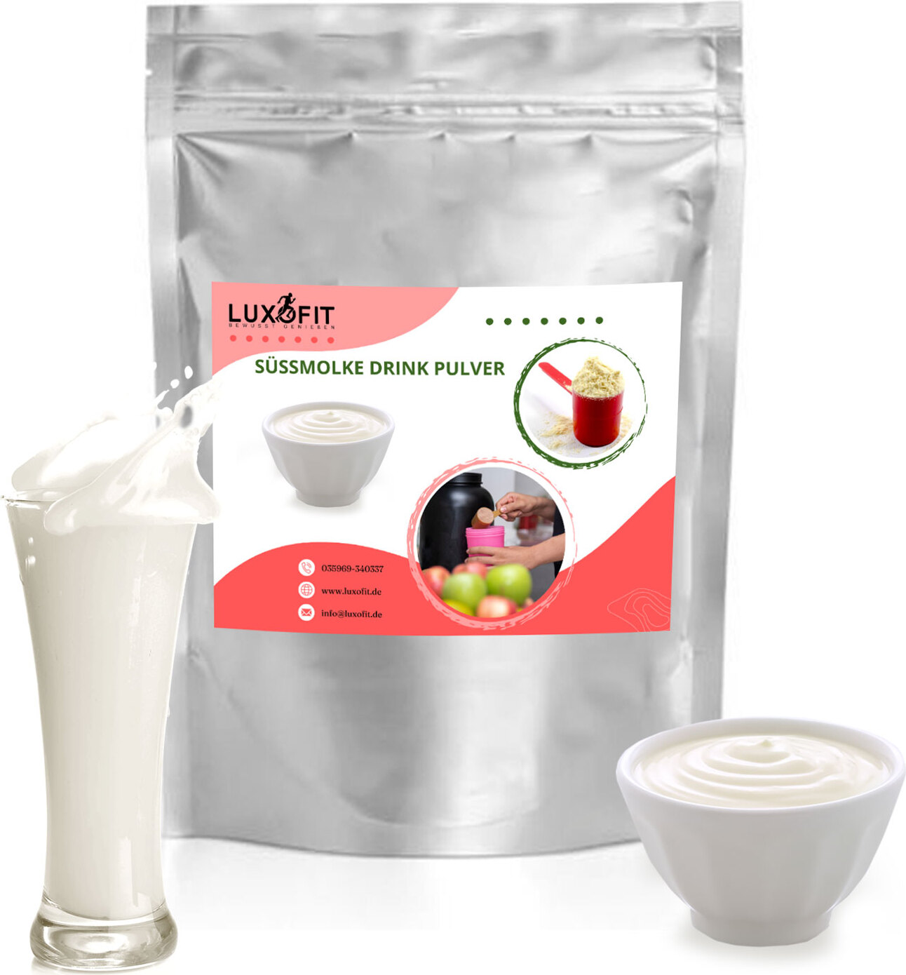 Luxofit Joghurt Geschmack Molkepulver mit Protein und L-Carnitin MD-111-1