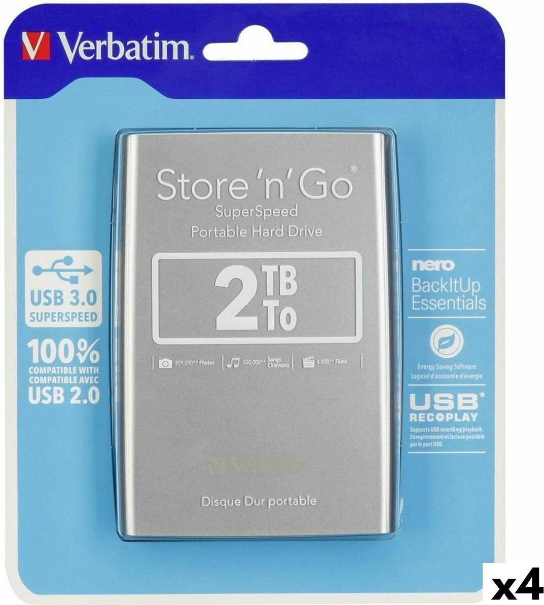 Externe Festplatte Verbatim STORE 'N' GO Schwarz Silberfarben HDD 2 TB (4 Stück)