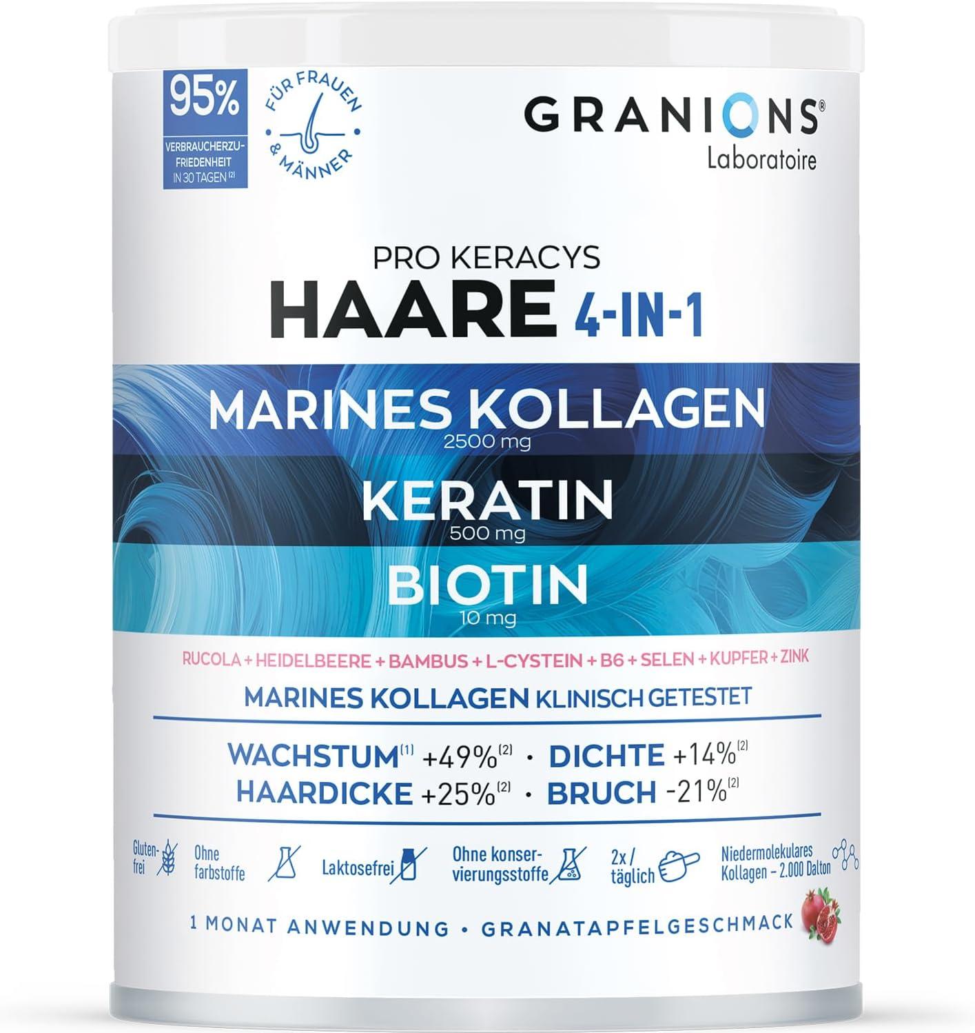 Sonstige Kollagen Pulver Pro Keracys – Kollagen Komplex mit Biotin, Zink & Selen – Hochdosiert für Haare – Alternative zu Kollagen Kapseln – Kollagen
