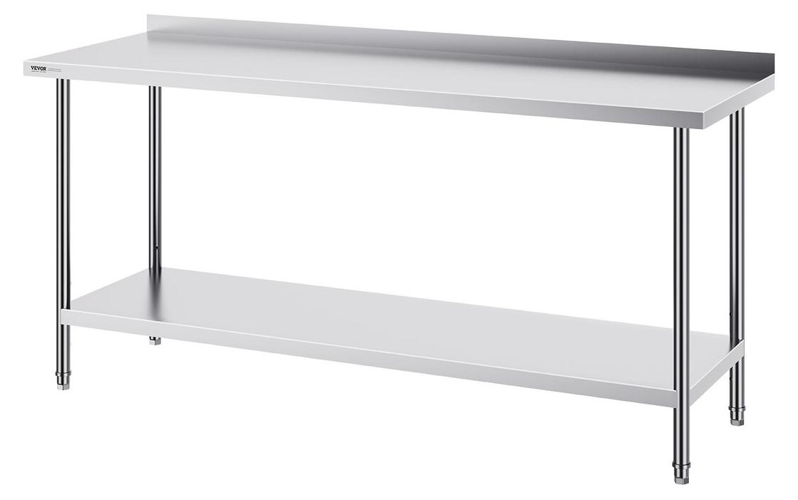 VEVOR Edelstahl-Arbeitstisch für Großküchen – Tisch zur Zubereitung von Speisen, 61 cm x 183 cm