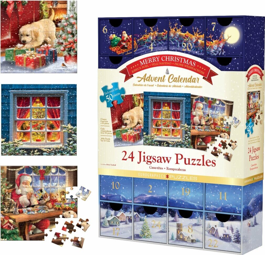 EUROGRAPHICS Puzzle Adventný kalendár: Veselé Vianoce 24x50 dielikov