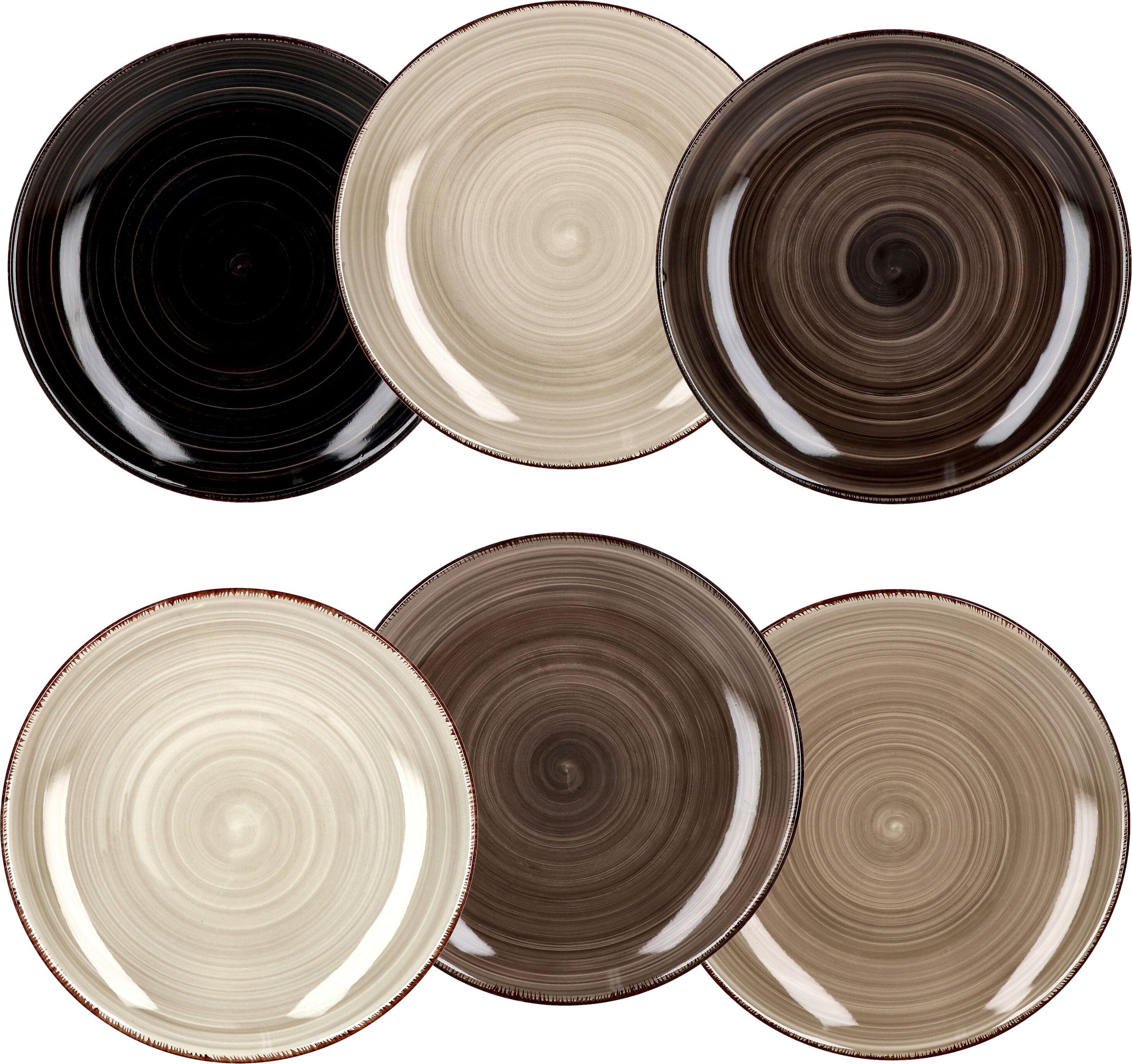 MamboCat Grey Baita Lot de 6 assiettes plates I 6 personnes I 27 cm I 6 différents tons de