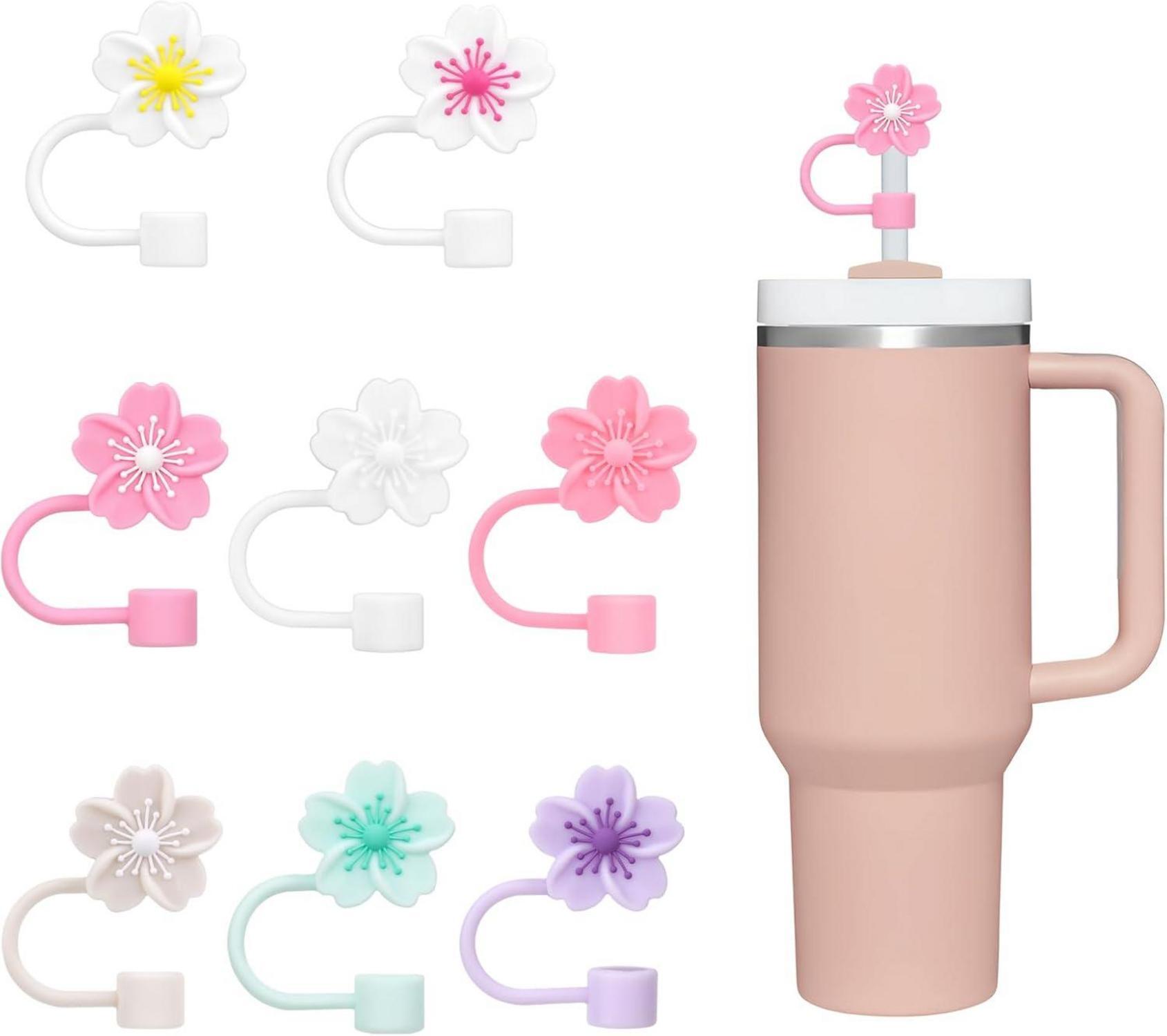 6er Set Stanley Strohhalm-Abdeckungen – Rosa Bogen-Silikonkappen, 10 Mm, Für 30 & 40 Oz Becher