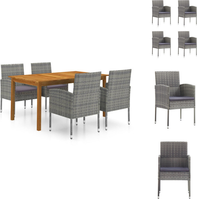 vidaXL 5-dielny záhradný jedálenský set sivý - Záhradné nábytkové zostavy