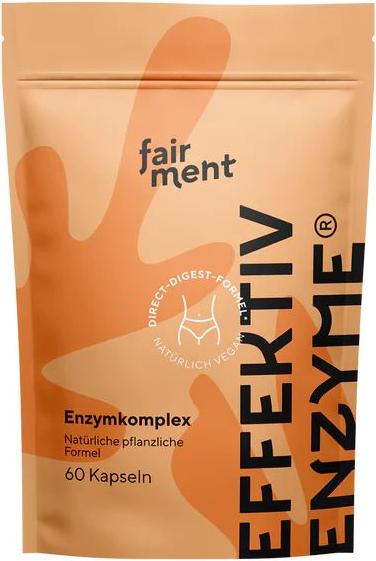 Fairment EffektivEnzyme | 60 Kapseln | Enzymkomplex mit Bromelain, Sango Meereskoralle, Laktase & Papain | vegan 426046
