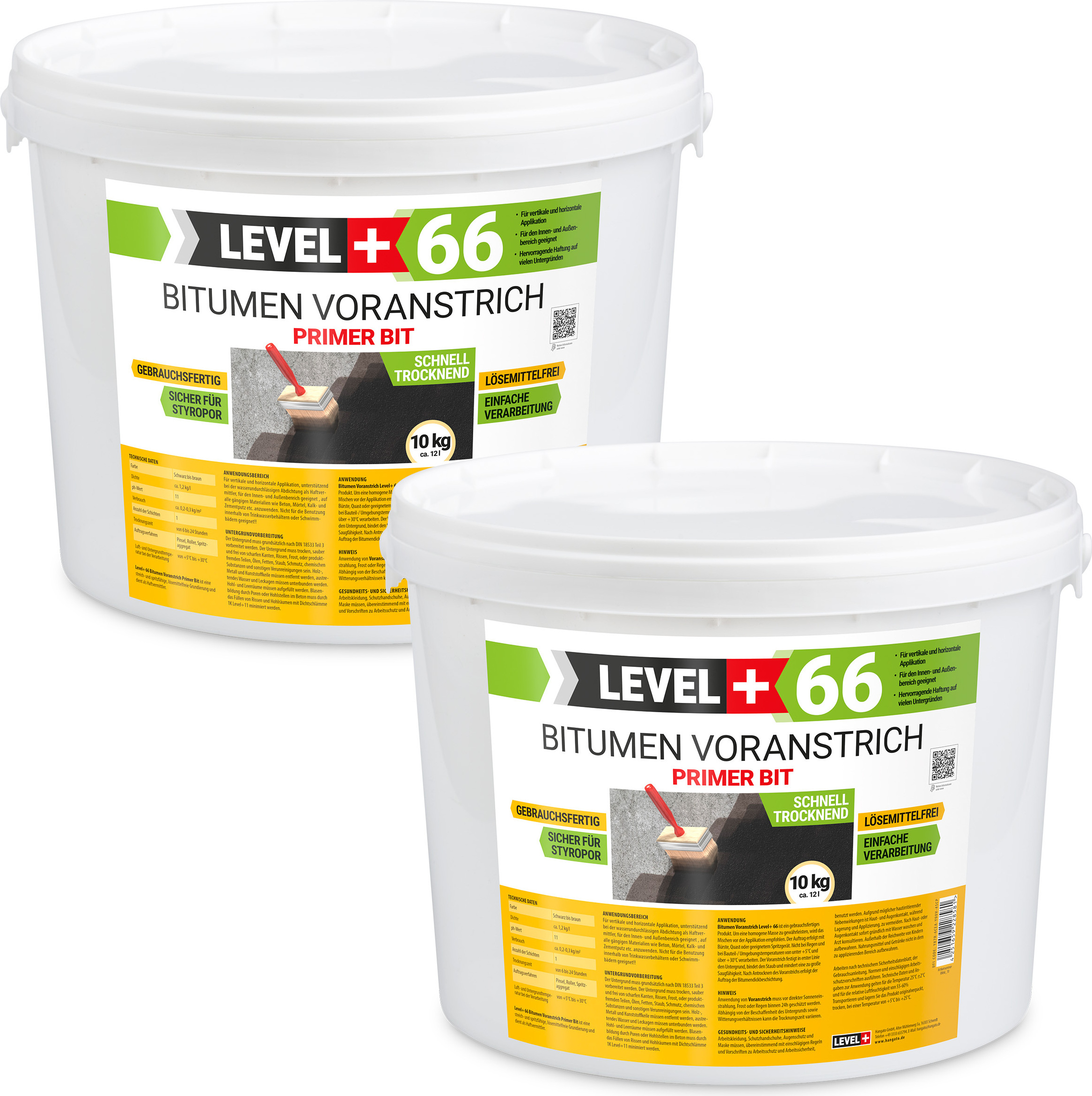 Hangato GmbH Bitumen Voranstrich Haftgrund 20kg Grundierung Bitumengrund Fundamente LEVEL+66 RM66_20