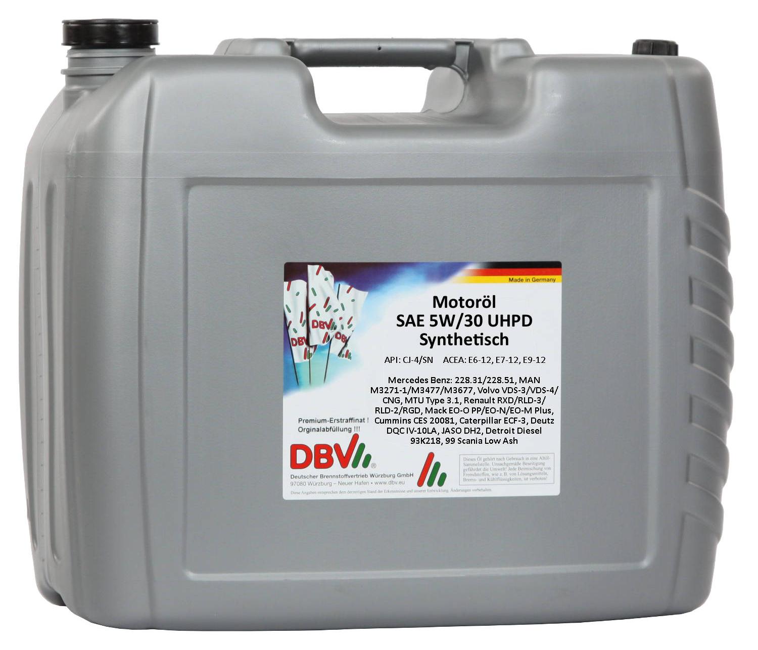 DBV SAE 5W/30 UHPD Synthetik-Öl neuster Technologie 20-Liter-Kanister 18080
