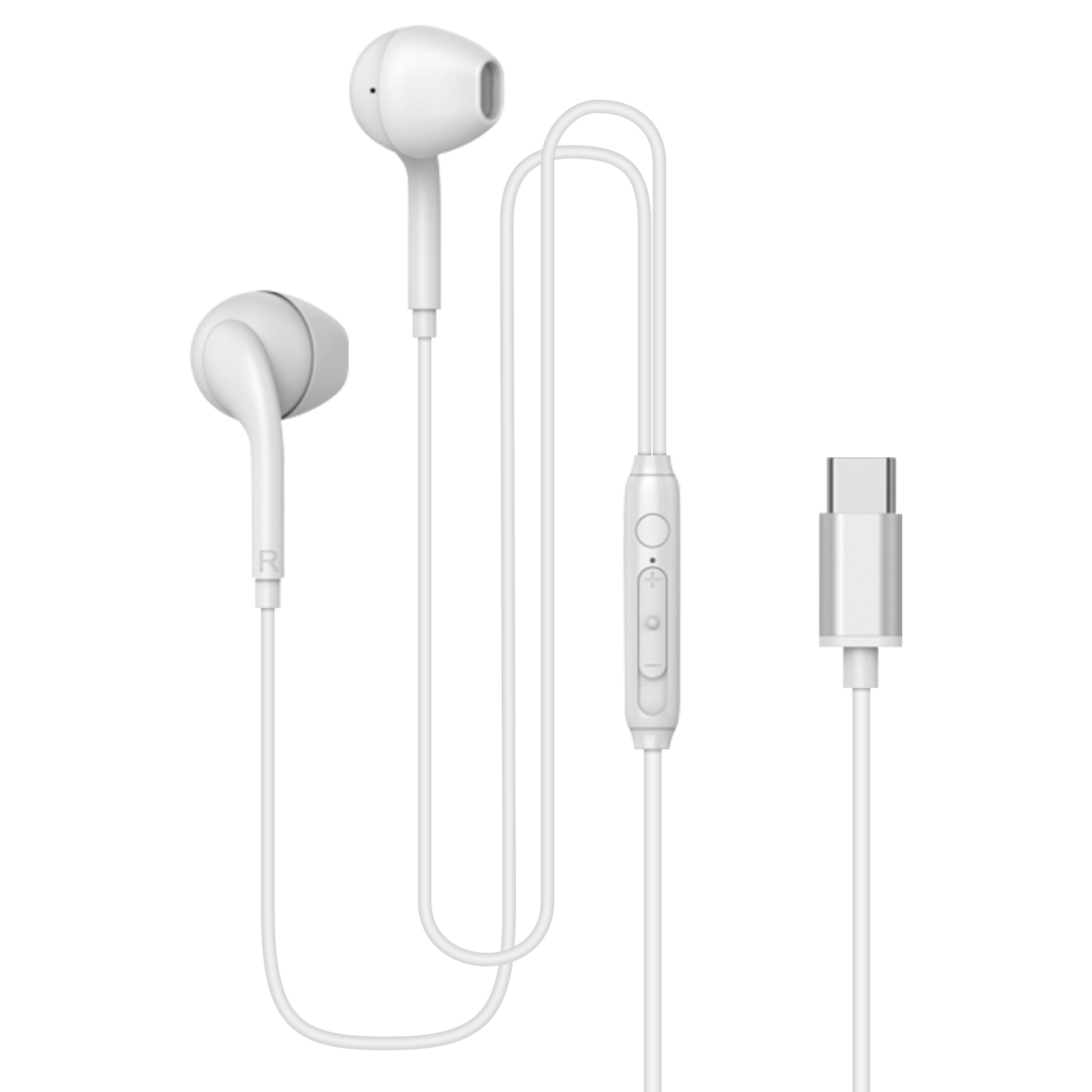 Káblové slúchadlá USB-C s mikrofónom, Fairplay - biele