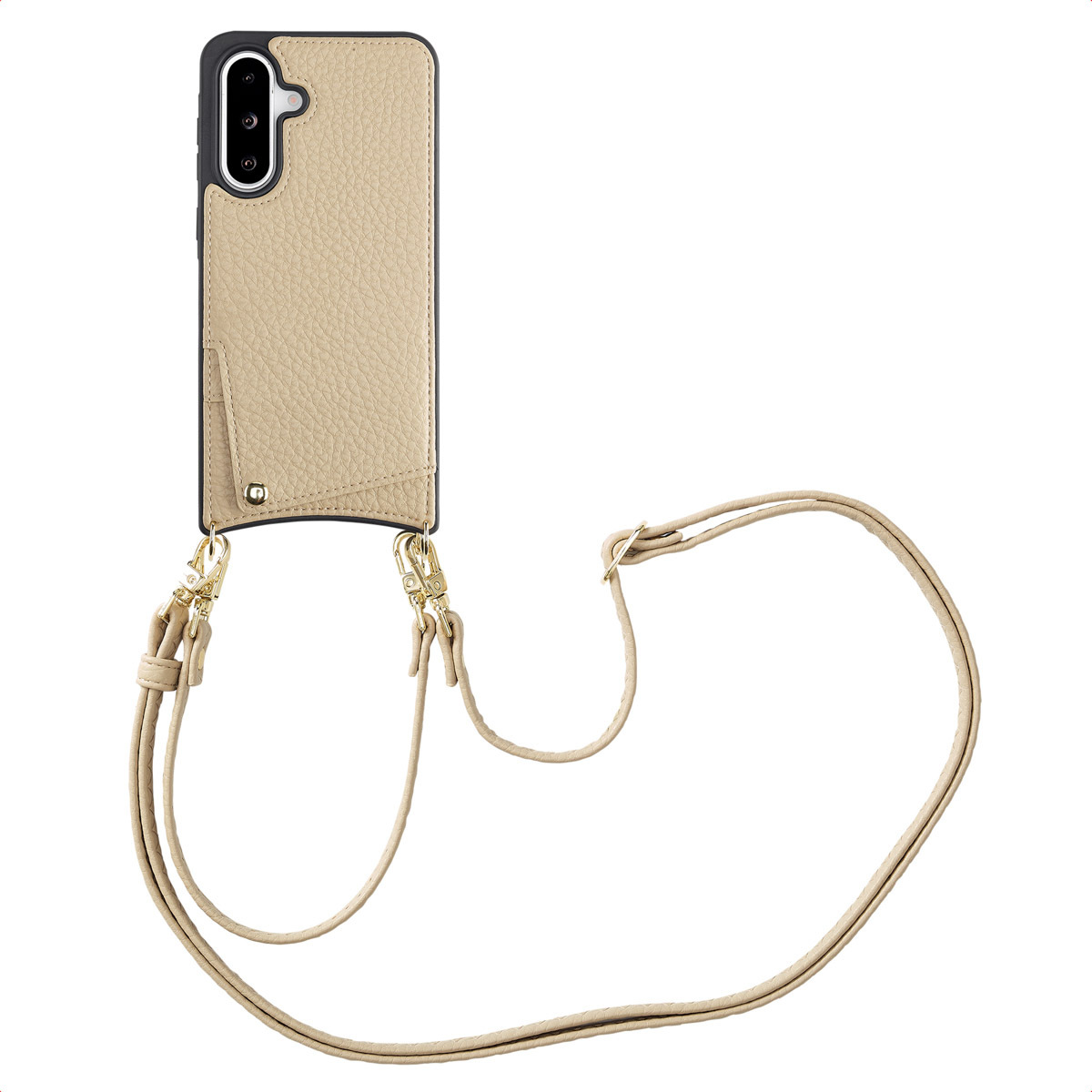 Puzdro na telefón Selencia Nova s káblom a držiakom na karty pre Samsung Galaxy A36 / A56 - béžové