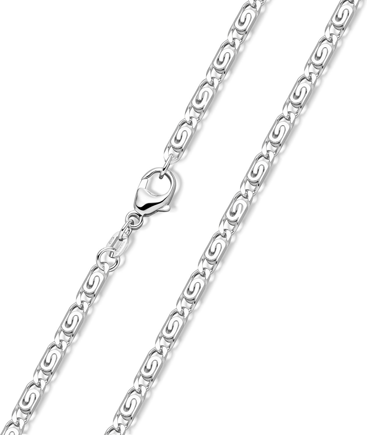 MATERIA Schlangenkette Armband – 925 Silber, Rhodiniert, Verstellbar