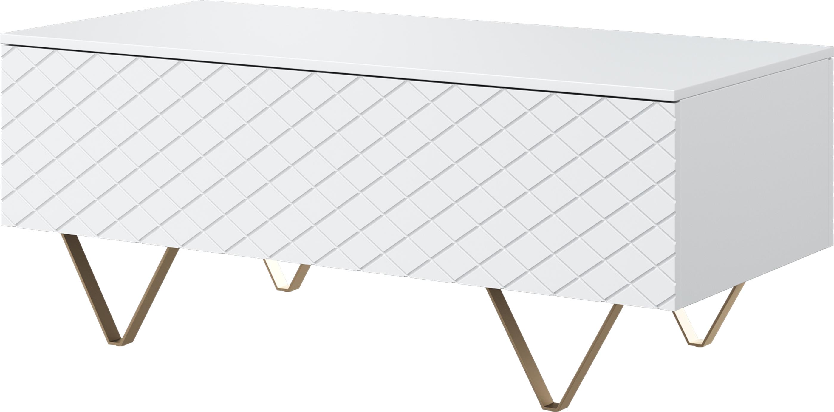 BOGART. Scalia 120 Couchtisch mit Ablagefach - weiß matt und goldene Beine SCALIA_STOLIK_KAWOWY_120_2K