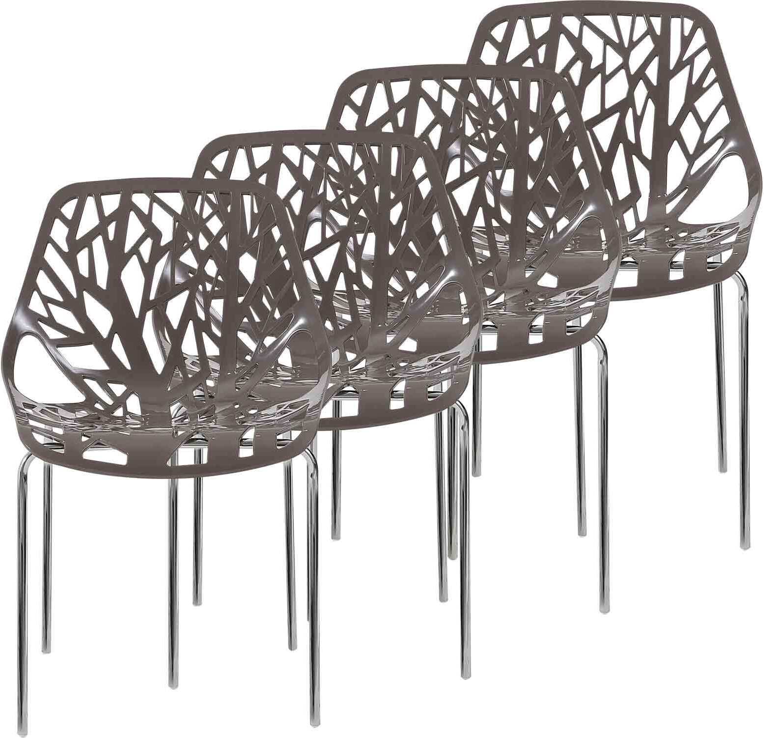 Makika Retro Stuhl Design-Stuhl - CALUNA 4er Set in Grau 43777158