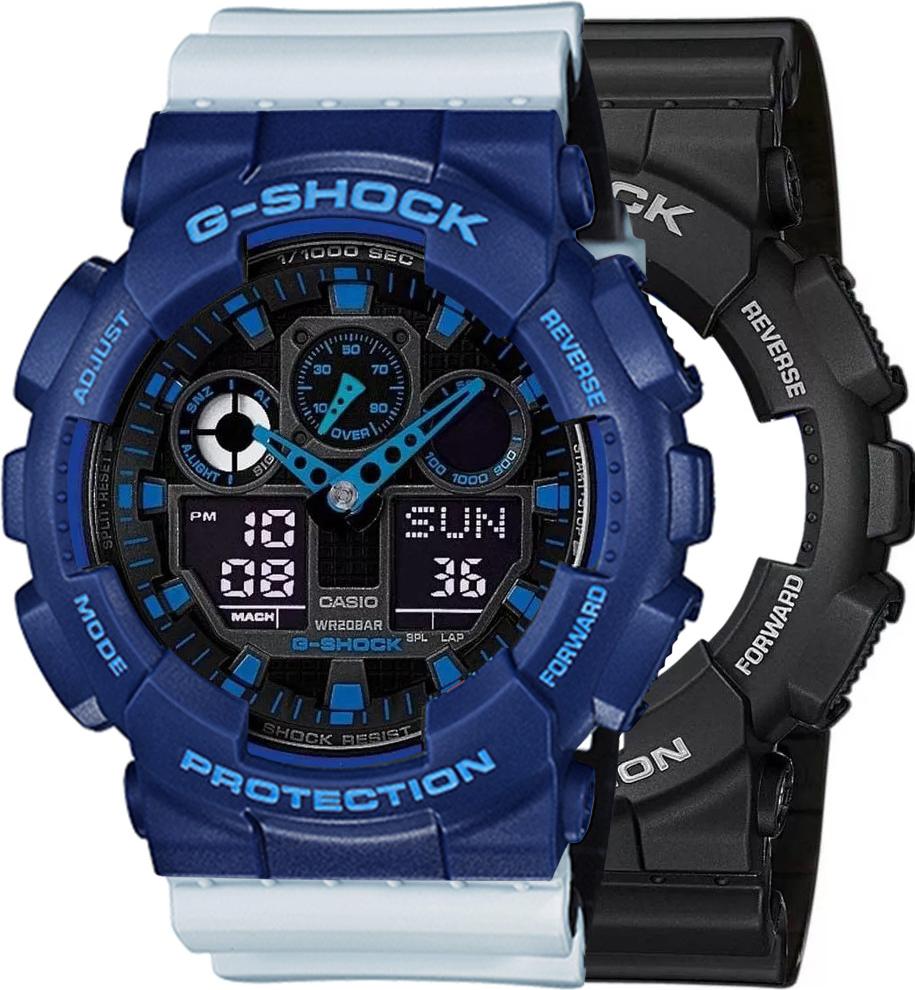 Zegarek Casio G-Shock SET GA-100-1A2ER + BEZEL 10527398 + PASEK 10527469 20BAR