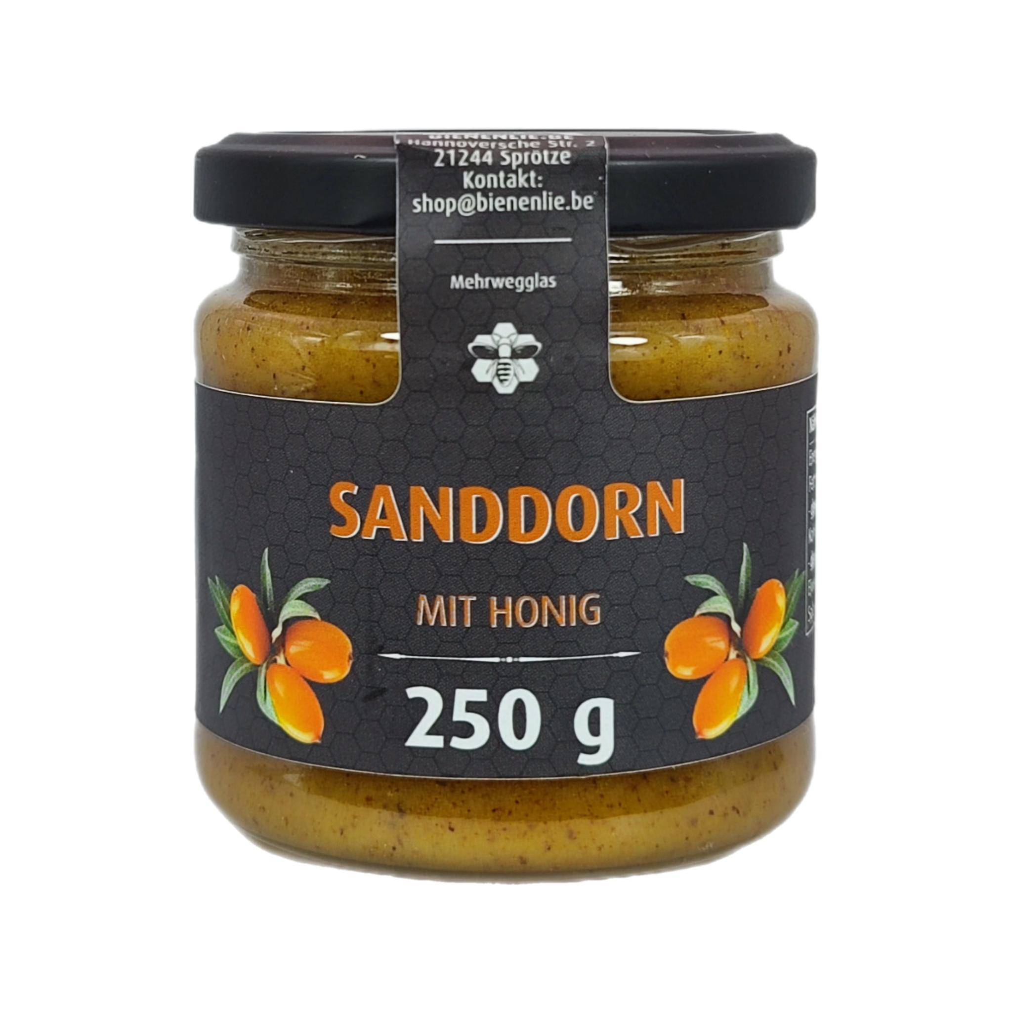 Bienenliebe-Imkerei Sanddorn mit Honig 250g | cremiger Honig mit Sanddornfrucht