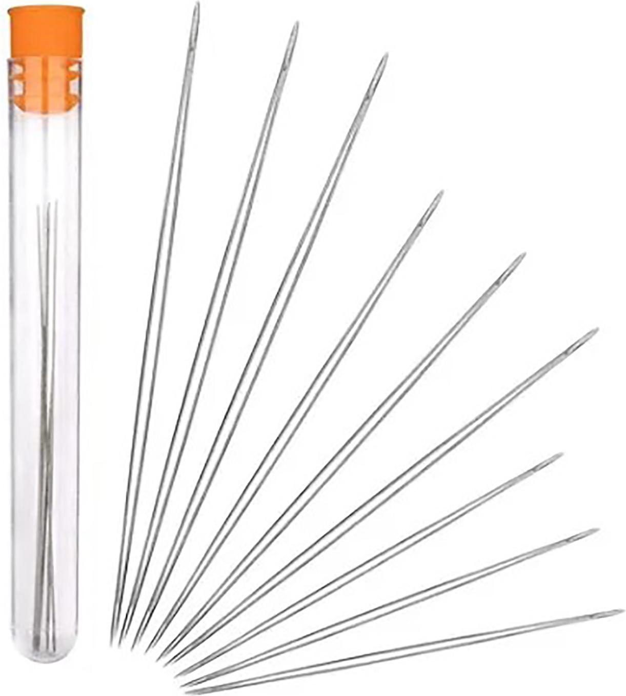 Gistuch 10pcs Perlennadel 5,5 cm 7,5 cm 10 cm 11,5 cm 12,5 cm Leichtes Stahl große Augennadeln für Schmuck