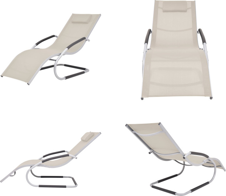 vidaXL Lehátko s vankúšom hliník a textilén krémová - Lehátko - Lehátka - Záhradné ležadlo - Záhradné ležadlá