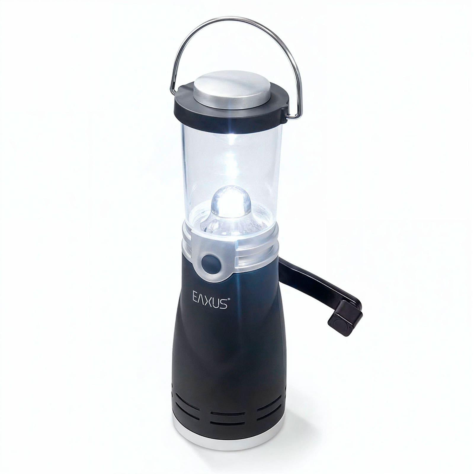 Dynamo Camping Lampe, LED Laterne Kurbellampe, aufladbar ohne Batterien Eaxus 55030