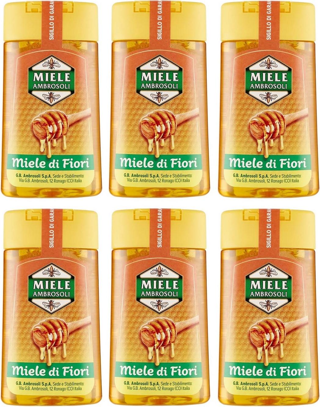 6x Ambrosoli Miele di Fiori Blütenhonig Honig 220g Squeeze Wildblütenhonig GD-G6U4-4L6S