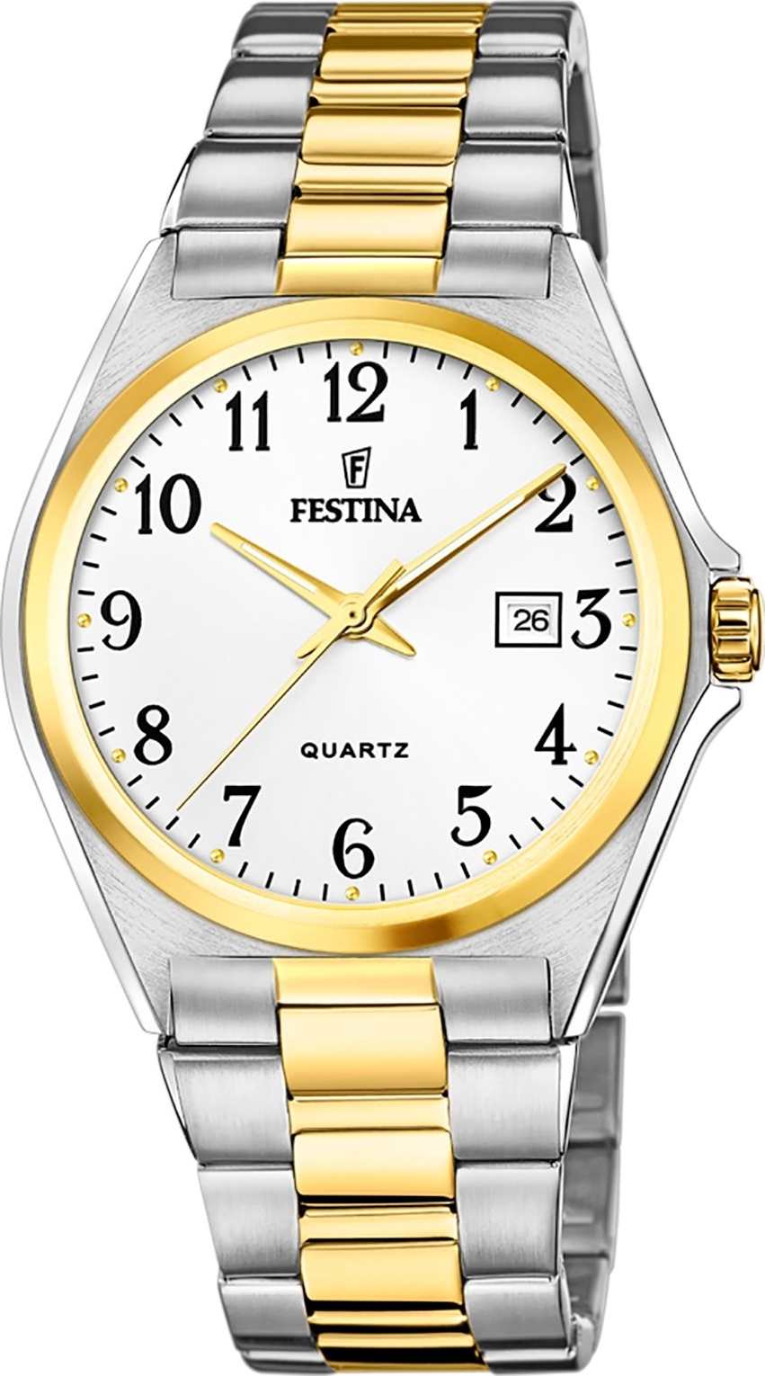 Pánske náramkové hodinky Festina z nehrdzavejúcej ocele strieborné zlaté ležérne D2UF20554/1