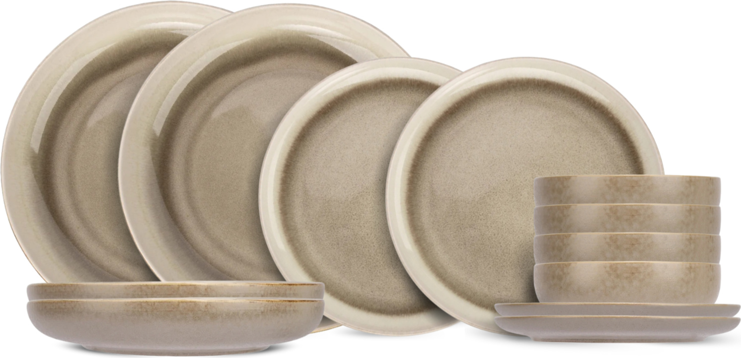 Cosy & Trendy Geschirrset Forest - 12-teilig / 4 Personen - 4 Speiseteller, 4 Suppenschalen und 4 Dessertteller 414171