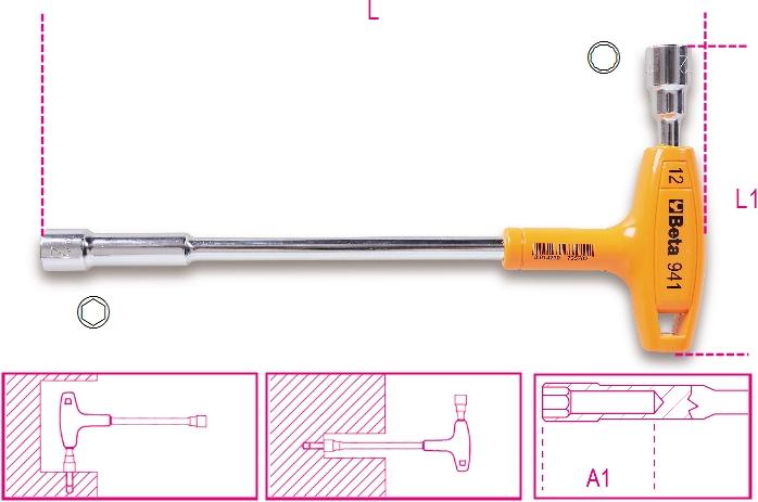 Beta 941 T-Dope-Schlüssel mit Festigkeitsgriff 13x13 BE000469-1