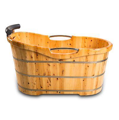 Trade-Line Freistehende Holz-Badewanne Serie Luzern 150x67cm, Höhe 82cm, Wannentiefe innen 58cm K9507-150cm