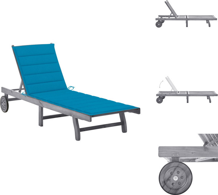 vidaXL Lehátko s vankúšom sivé akáciové masívne drevo - Lehátka