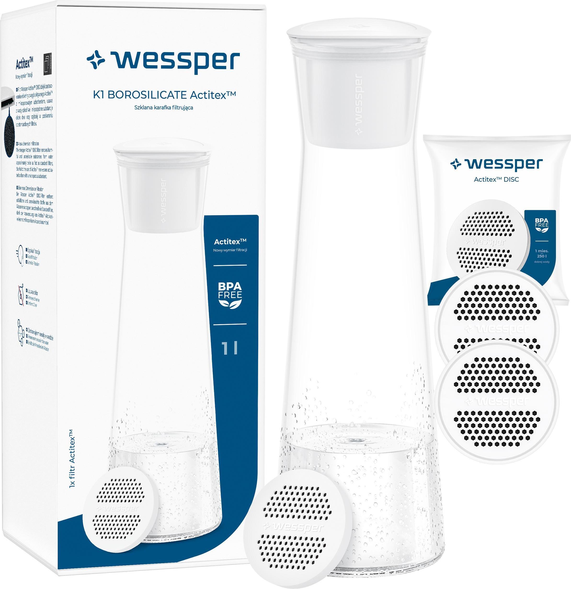 Wessper Glaskaraffe mit Deckel, Wasserkaraffe,glaskaraffe mit deckel mit Wasserfilter, glaskaraffe 3 liter für Saftgetränke Eistee Wasser Kaltes