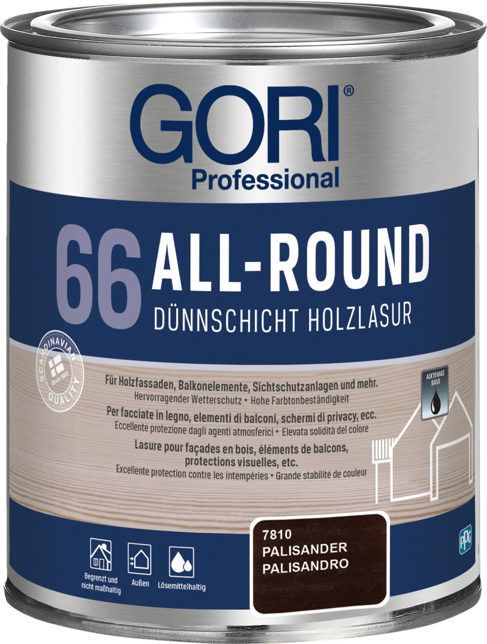 Mein-Onlineversand 0,75L Gori 66 Allroundlasur 7810 Palisander Holzschutz Holzlasur