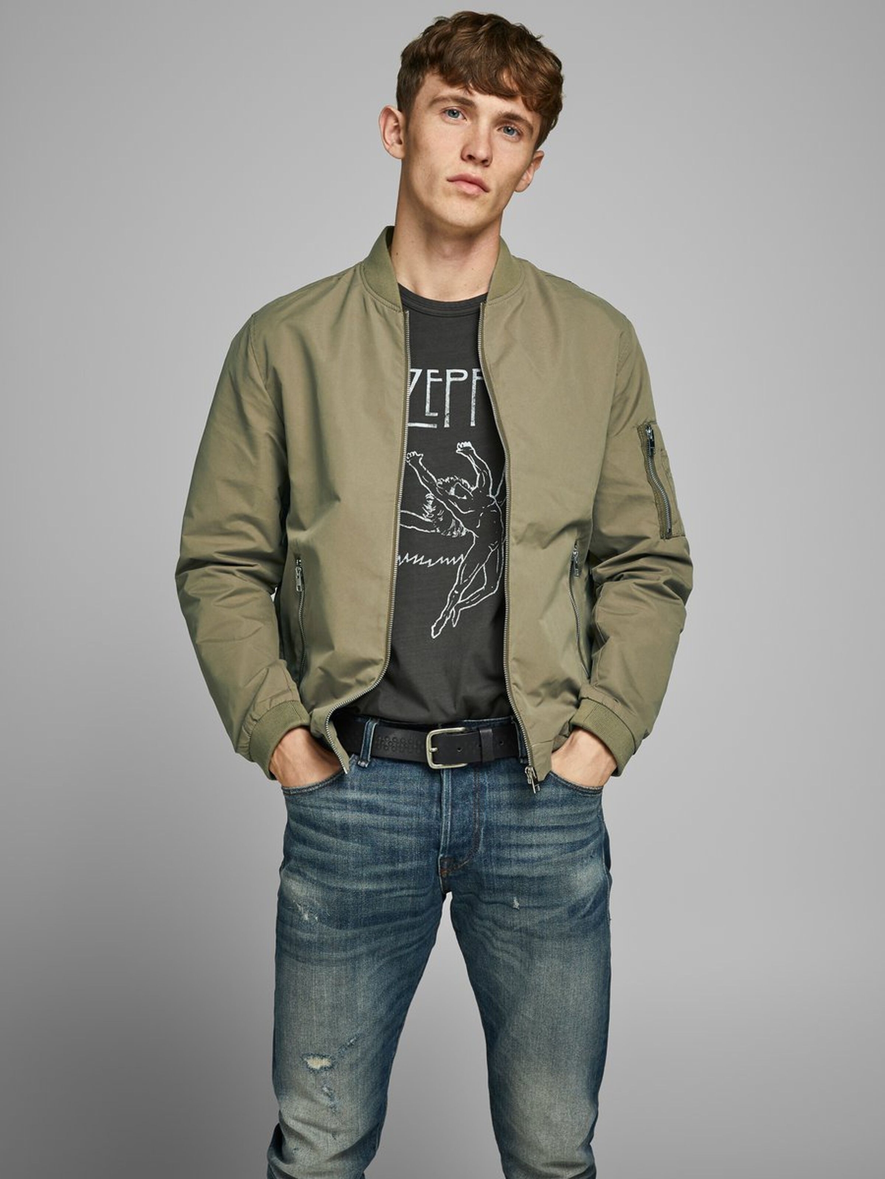 Jack & Jones Jacke Bomber Jacke Jacket JJERUSH BOMBER Zip Bomberjacket JJERUSH BOMBER NOOS