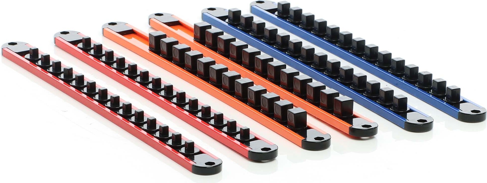 JCK Stecknuss-Organizer Aus Alu – Für 3/8" Stecknüsse, Mit 360° Drehbaren Bolzen & Federkugeln