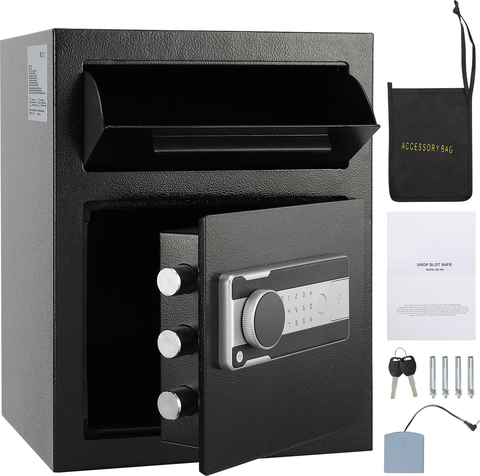 SucceBuy 1.7 Cub Deposit Safe, Einwurf-Safe mit elektronischem Codeschloss und 2 Notschlüsseln, 17,71'' x 13,77'' x 13,77'', Geschäftssafe für Bargeld und Post, Zuhause, Hotel, Büro