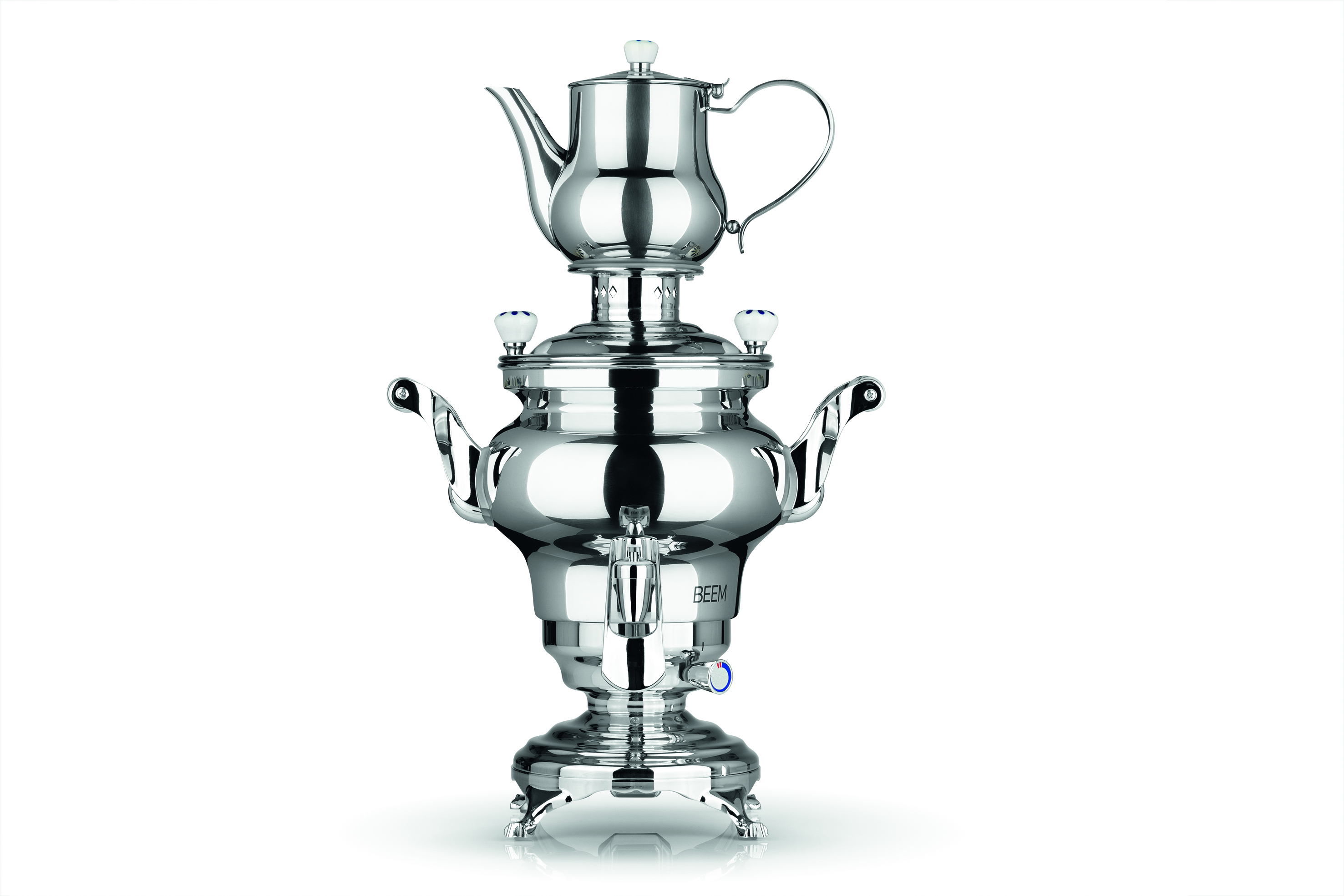 DS Produkte BEEM ODESSA + Samowar 3 l Edelstahl Türkischer Teekocher elektrisch 1800 W 1 l Edelstahl-Teekanne mit Sieb NEU: Dispenser mit Einhand-Bedienung 07350