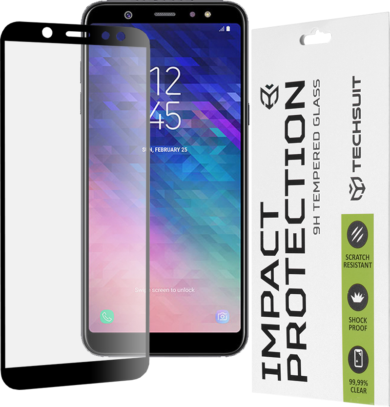 Techsuit 111D Full Cover / celopolepené tvrdené sklo - Samsung Galaxy A6 Plus 2018 - Čierna