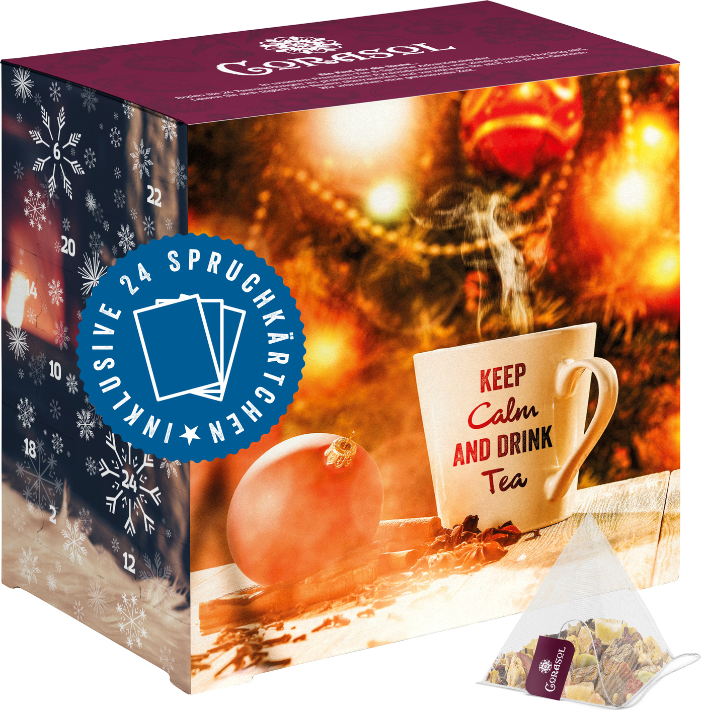 Corasol Sprüche & Tee Adventskalender mit 24 Premium Tees & Spruchkärtchen (89 g) CORXTEA-SAY