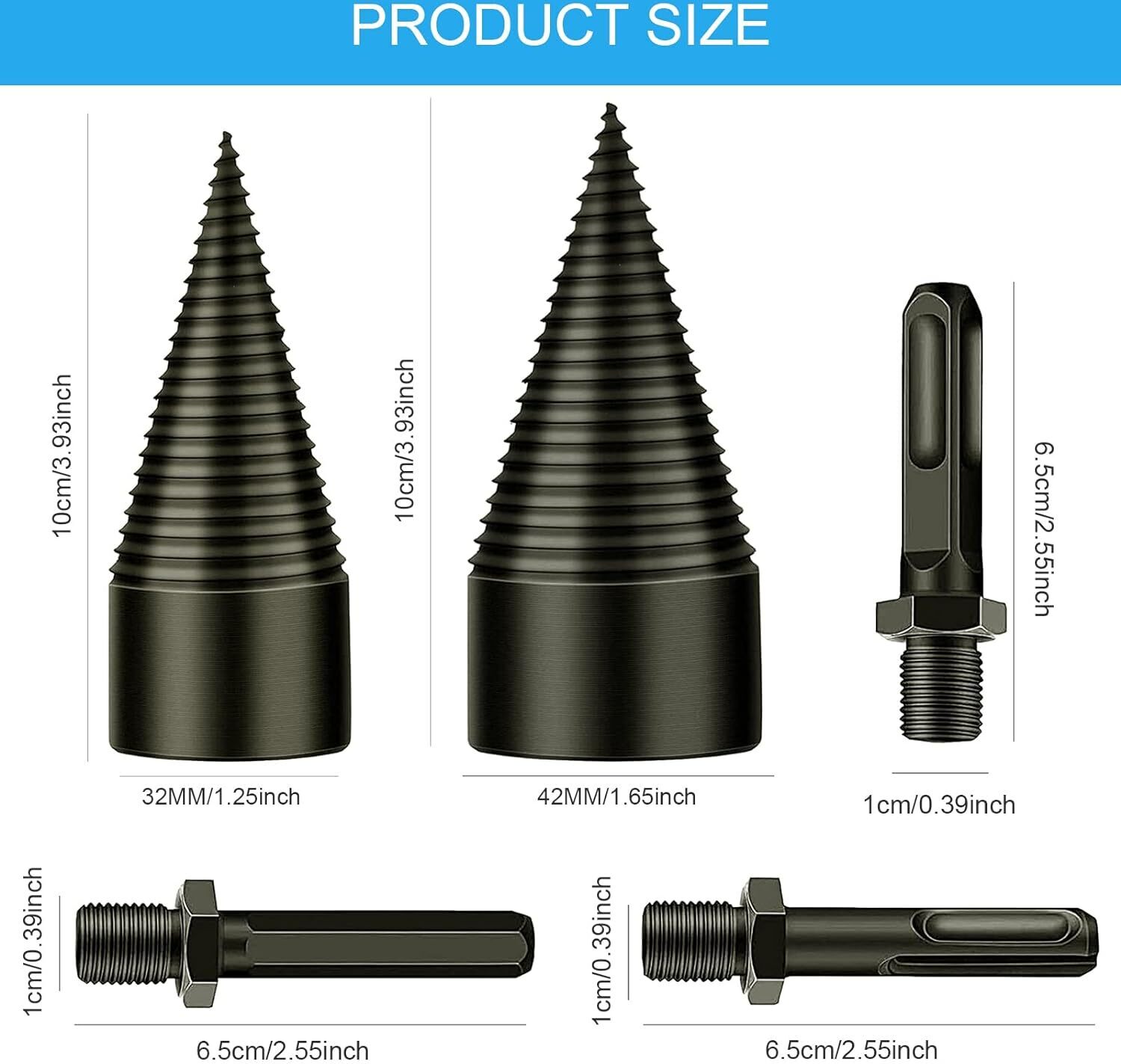 SGerste Kaminholzbohrer 32mm - Holzspalter Für Brennholz Mit Sechskantschaft