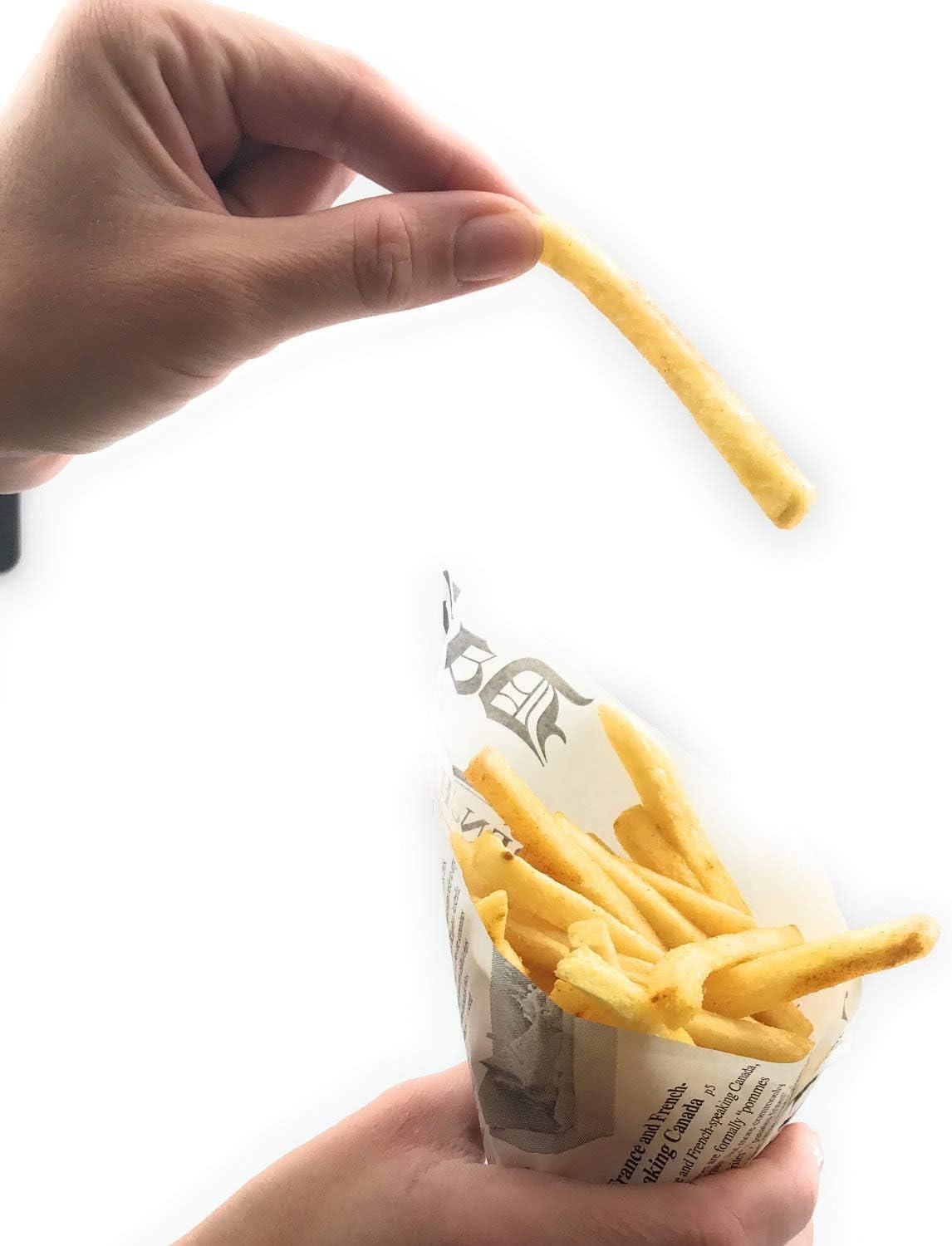Markenlos 20 Stück fettdichte Pommestüten Pommes frites Tüten für Kartoffelstäbchen, Snacktaschen für Fish & Chips Pommestüten Papier Motiv Daily News Papiertüten dreieckig 25x18 cm