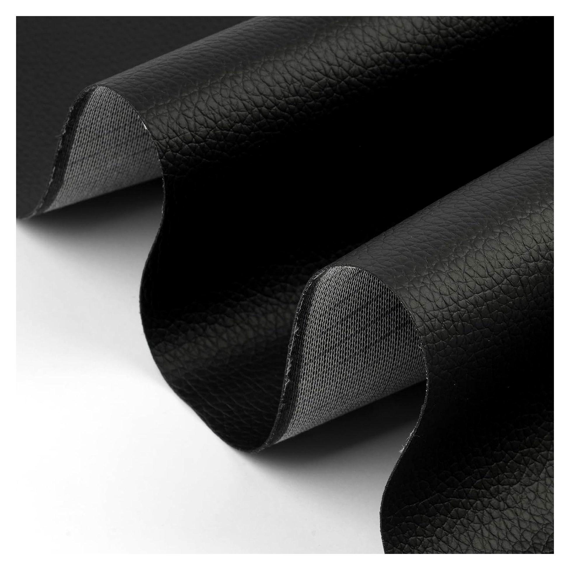 Markenlos Kunstleder Meterware, 100 cm x 140 cm Polsterstoff, Wasserdichtes Kunstleder für Sofas, Stühle, Taschen, Kleidung und Näharbeiten (Schwarz)