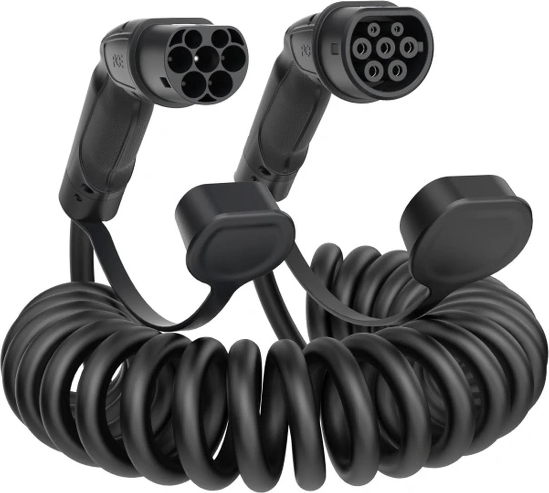 Elso EV Ladekabel (AC) Mode 3, Typ2-Typ2, 32A 3ph 22kW, L=5m, spiralisiert, schwarz, 1 Stk. 87832100sp-ss