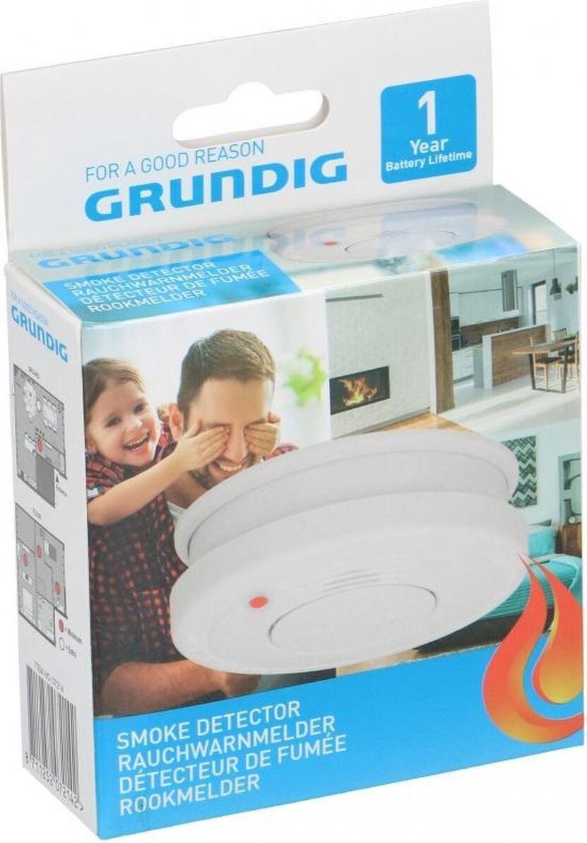 Grundig 1-100 x Rauchmelder SET mit Batterie Feuermelder Rauchwarnmelder, Menge:12 X12