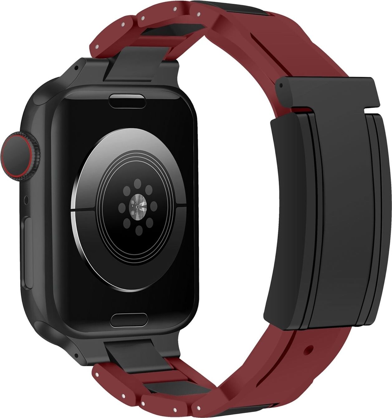 Pre Apple Watch Series 10 42mm / 9 8 7 41 / 6 SE 5 4 40mm Design Magnetická pracka z nehrdzavejúcej ocele remienok Víno červená / čierna