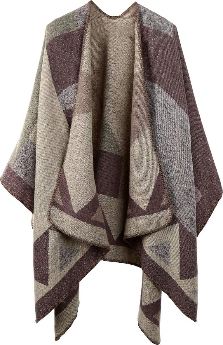 Meoiruery Winter Warme Poncho Schal Wrap - Herbst Open Front Cape Winddichte Strick Wolle Mantel Decke Kap-Schal Übergroße Winterdecke Reversible Schal Dicke Cardigan Mantel für Frau Mädchen Festliche Geschenke KAU-ER-LYS-PH-20250916-192