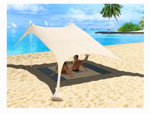 OEM Sonnenschirm für Strand - inklusive Sandgräben und Picknickdecke - 2,4x2,4 m 2026